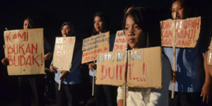 Photo of workers protesting