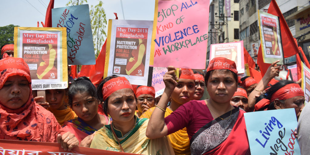 Women workers rallying for their rights in Bangladesh. Photo Credit: Musfiq Tajwar, Solidarity Center.